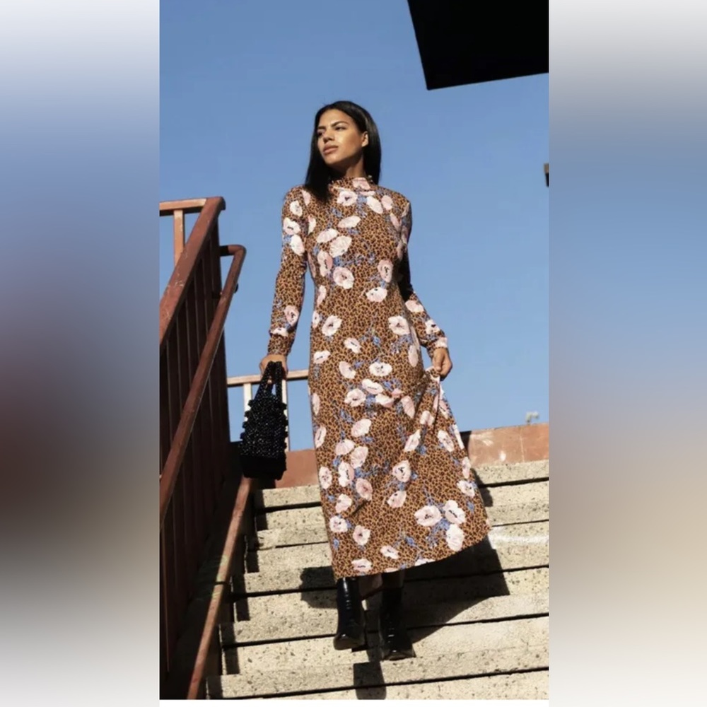 BNWOT Free People Leopard Midi Dress- size Small